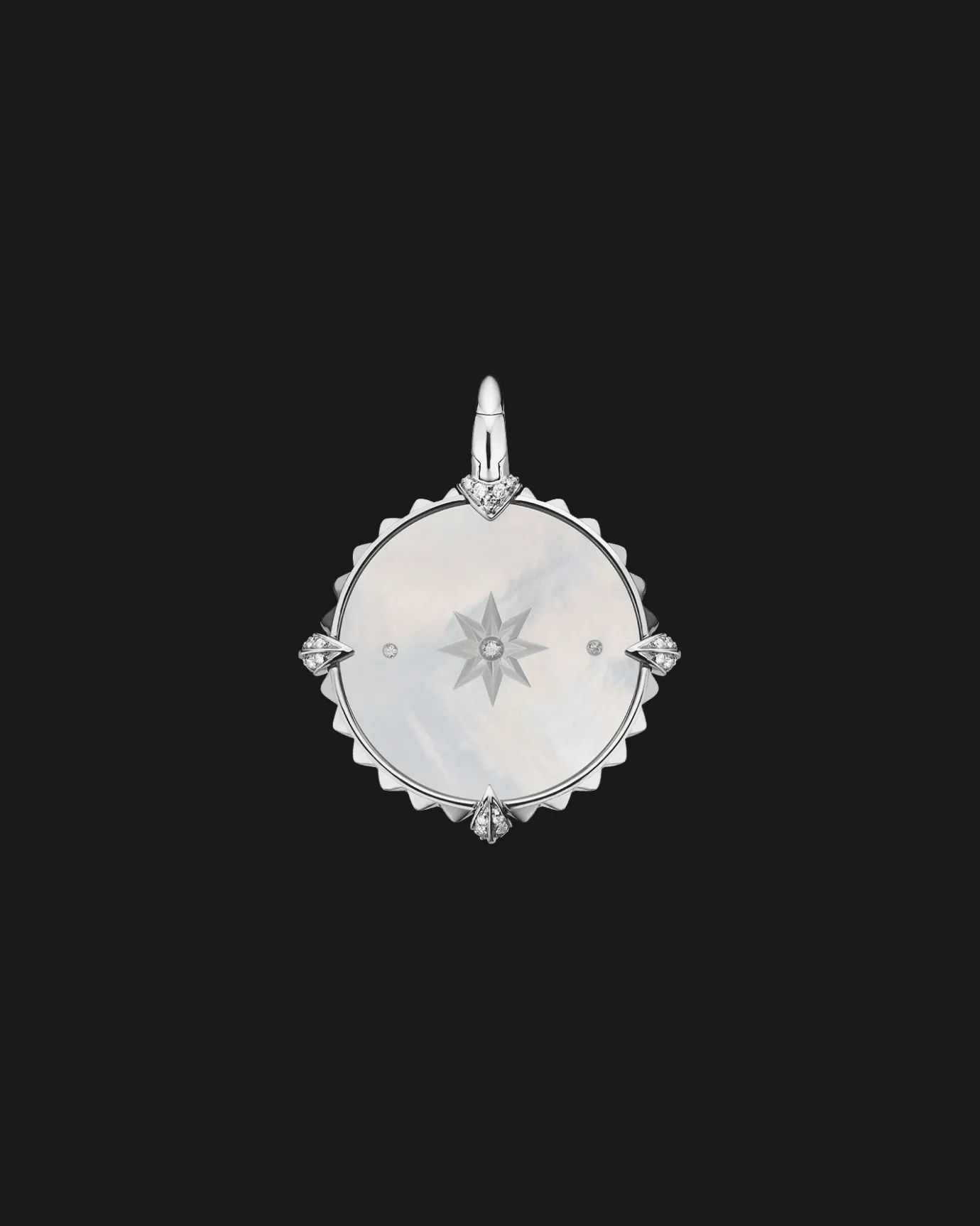 Chains, Charms & Accessories^Paspaley Aquarius Coin Charm | Mother of Pearl, Diamonds, and White Gold WhiteGold