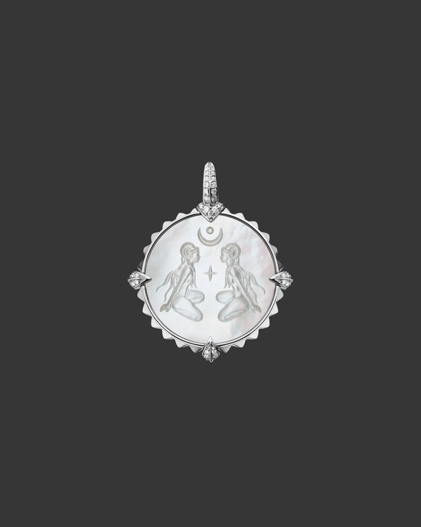 Chains, Charms & Accessories^Paspaley Aries Coin Charm | Mother of Pearl, Diamonds, and White Gold WhiteGold