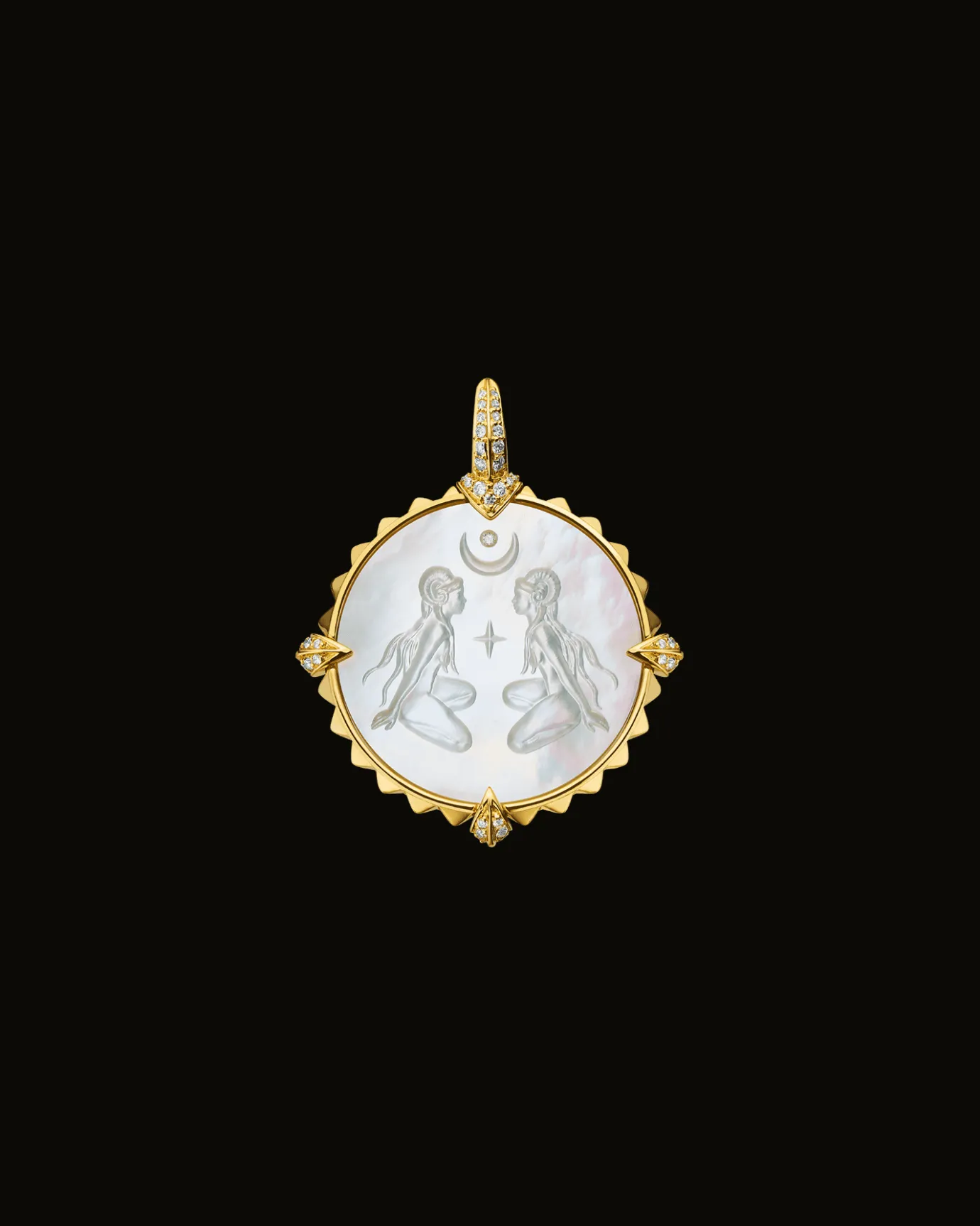Chains, Charms & Accessories^Paspaley Aries Coin Charm | Mother of Pearl, Diamonds, and Yellow Gold YellowGold