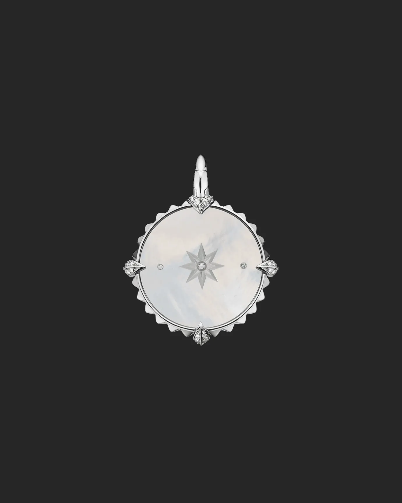 Chains, Charms & Accessories^Paspaley Aries Coin Charm | Mother of Pearl, Diamonds, and White Gold WhiteGold