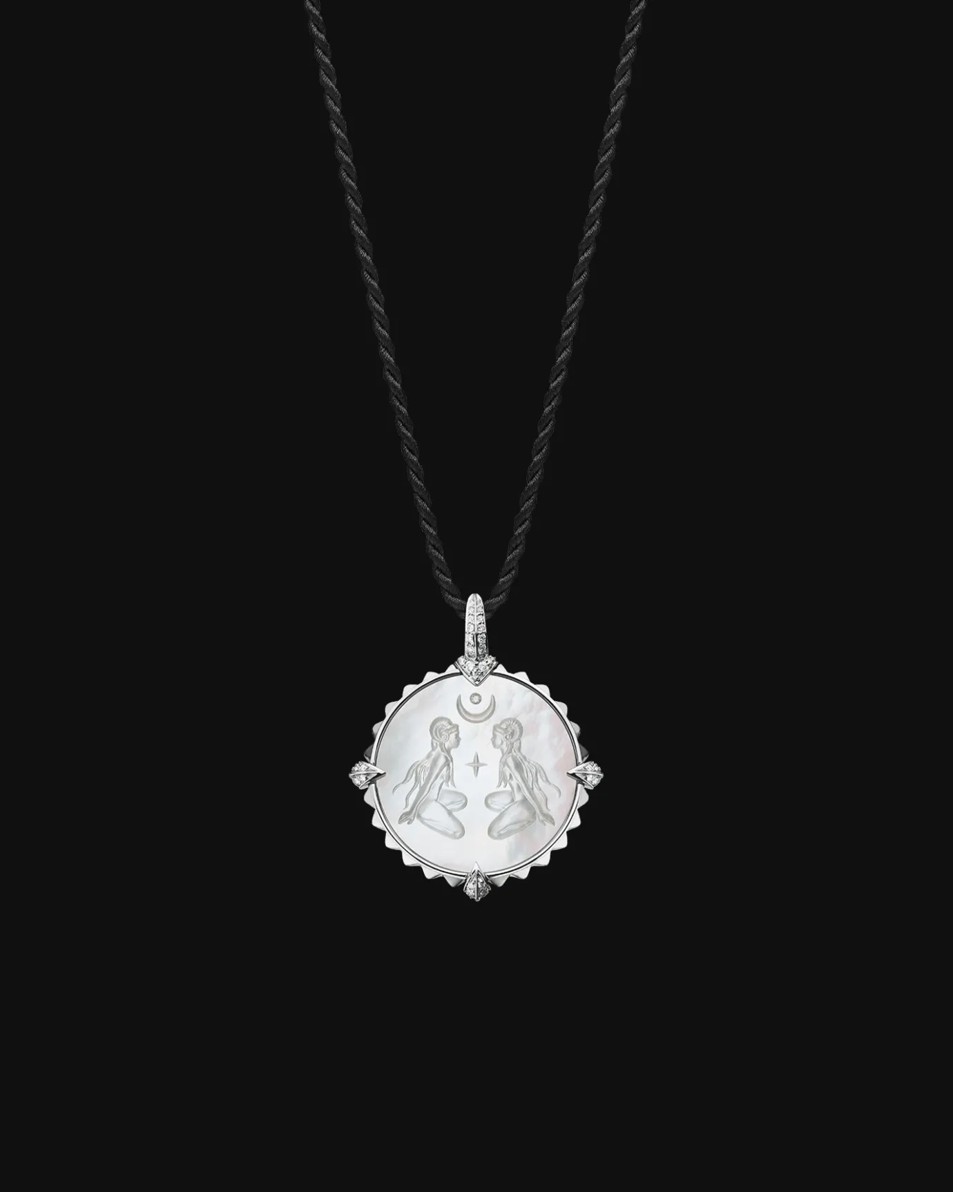 Chains, Charms & Accessories^Paspaley Aries Coin Charm | Mother of Pearl, Diamonds, and White Gold WhiteGold