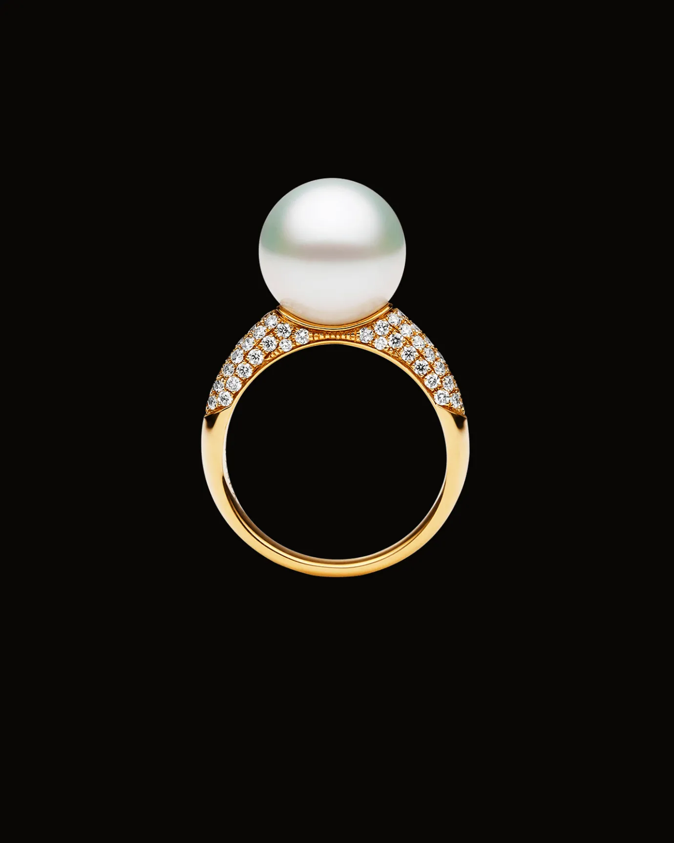 Rings^Paspaley Bella Pearl Ring | 11mm Round Pearl, Diamonds, and Yellow Gold YellowGold