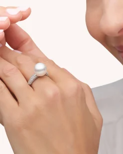 Rings^Paspaley Bella Pearl Ring | 11mm Round Pearl, Diamonds, and White Gold WhiteGold