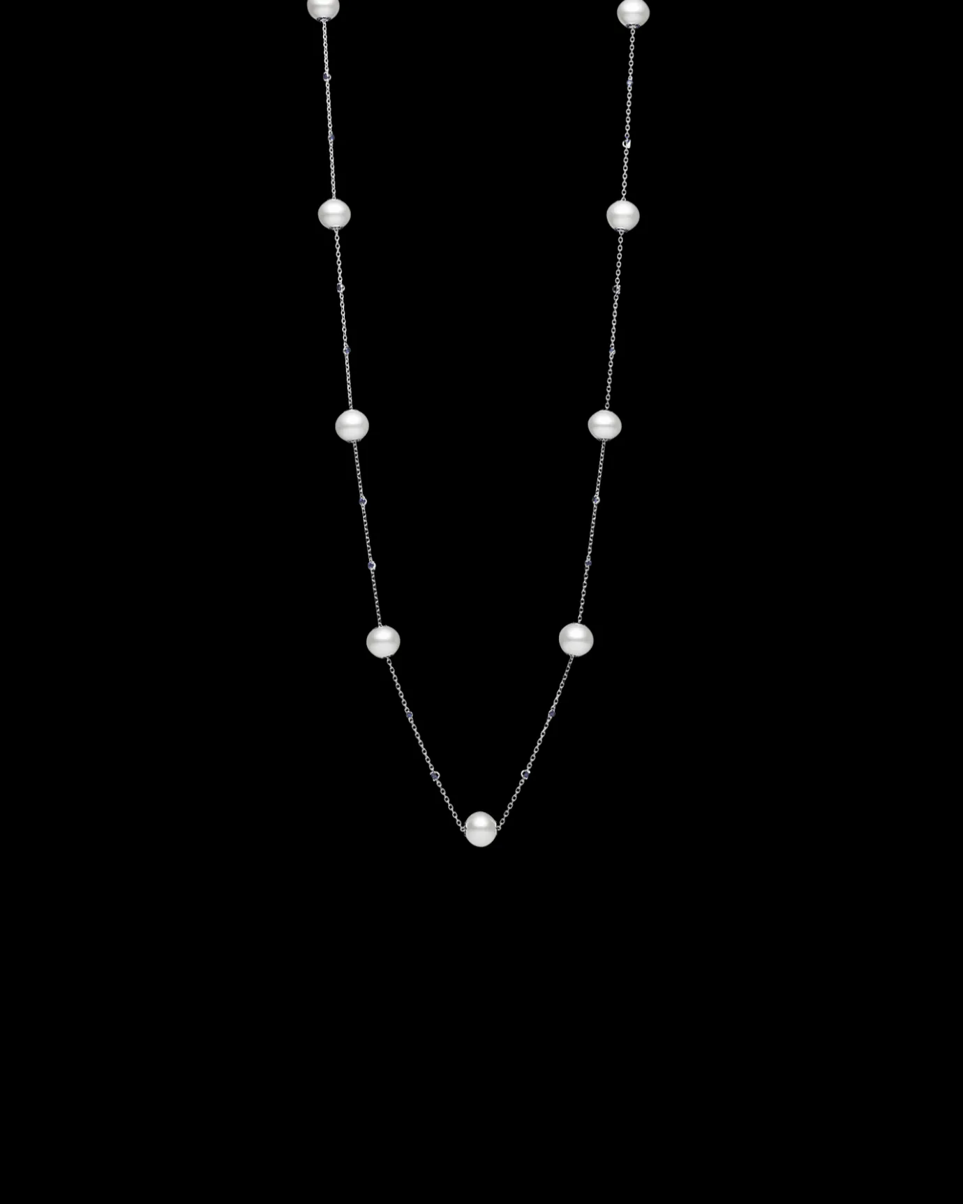Necklaces & Pendants^Paspaley Blue Sapphire Touchstone Rope Pearl Necklace | 12mm Button Pearls, Blue Sapphires, and White Gold WhiteGold