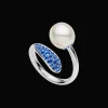 Rings^Paspaley Blue Sapphire Touchstone Pearl Ring | 9mm Oval Pearl, Blue Sapphires, and White Gold WhiteGold