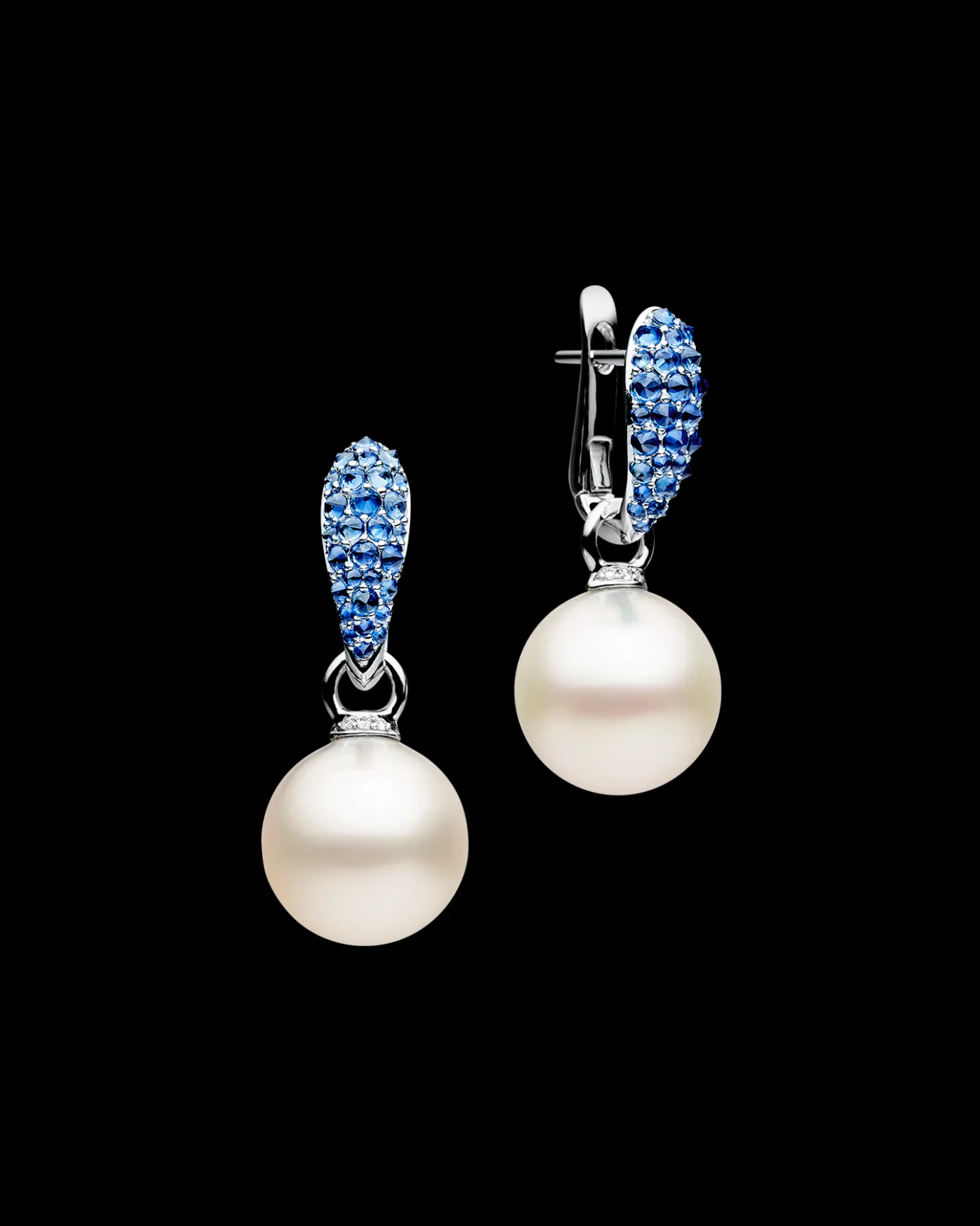 Earrings & Studs^Paspaley Blue Sapphire Touchstone Pearls My Way Earrings | 12mm Oval Pearls, Blue Sapphires and White Gold WhiteGold