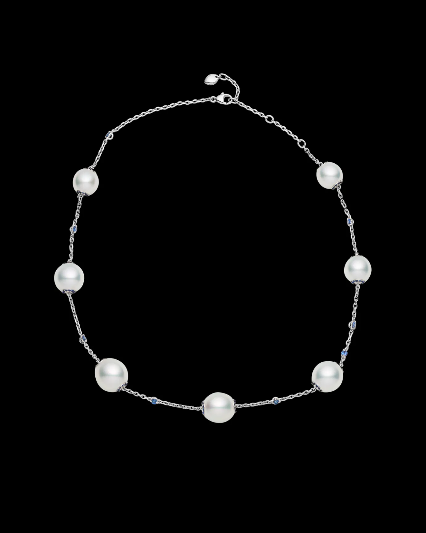 Necklaces & Pendants^Paspaley Blue Sapphire Touchstone Pearl Necklace | 10-12mm Oval Pearls, Blue Sapphire, and White Gold WhiteGold
