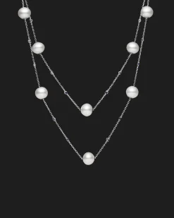 Necklaces & Pendants^Paspaley Blue Sapphire Touchstone Rope Pearl Necklace | 12mm Button Pearls, Blue Sapphires, and White Gold WhiteGold