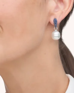 Earrings & Studs^Paspaley Blue Sapphire Touchstone Pearls My Way Earrings | 12mm Circle Pearls, Blue Sapphires, and White Gold WhiteGold