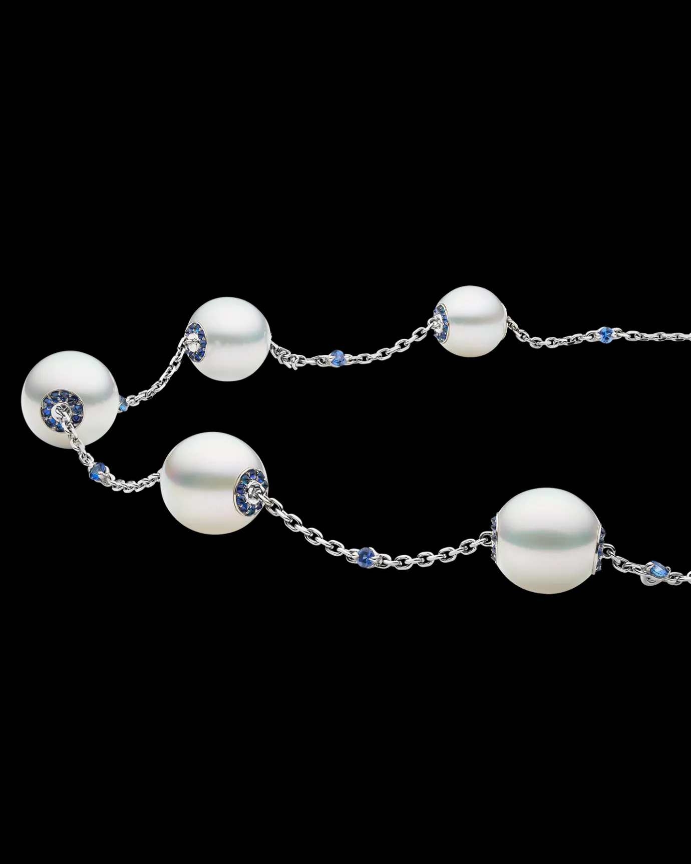 Necklaces & Pendants^Paspaley Blue Sapphire Touchstone Pearl Necklace | 10-12mm Oval Pearls, Blue Sapphire, and White Gold WhiteGold