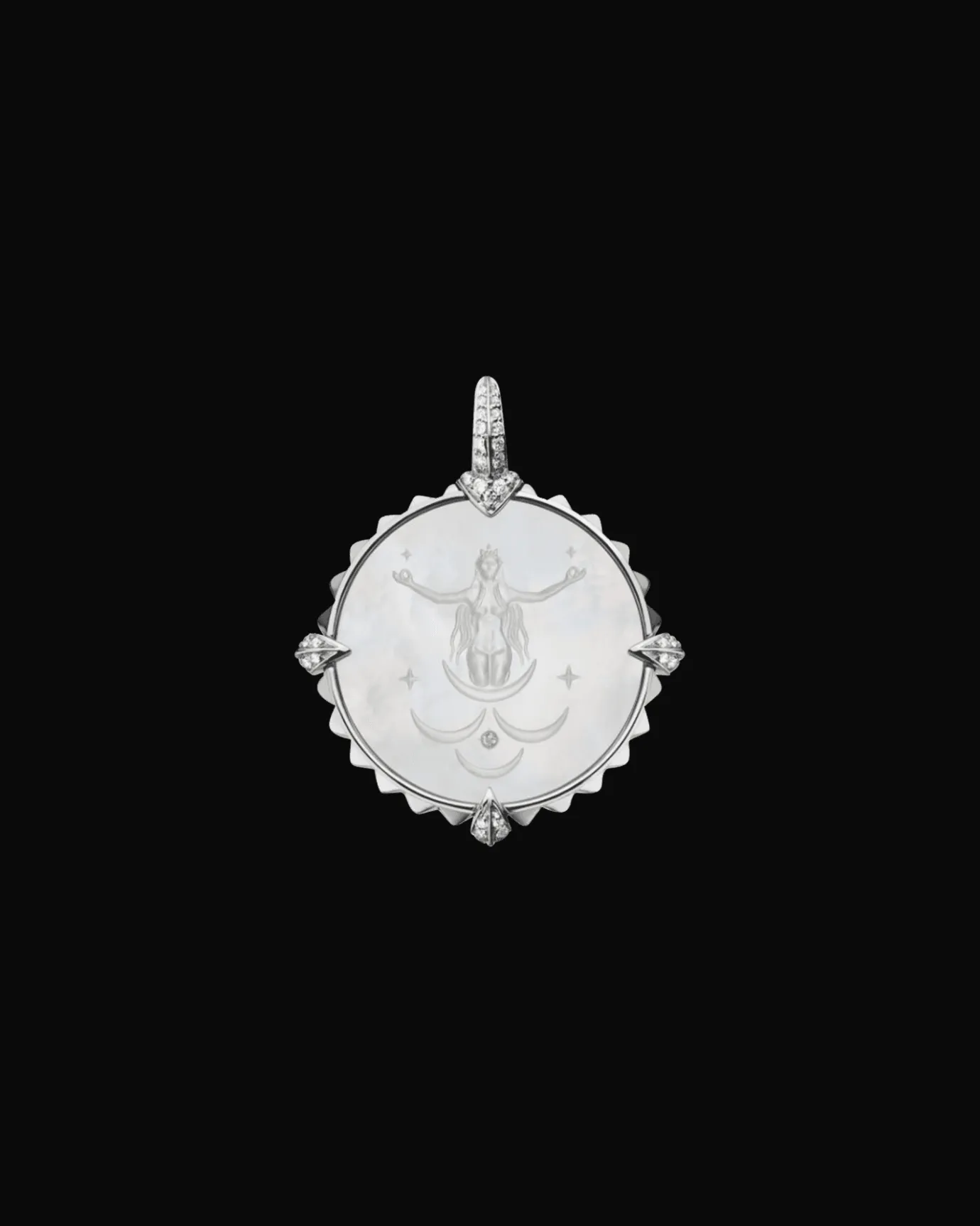 Chains, Charms & Accessories^Paspaley Cancer Coin Charm | Mother of Pearl, Diamonds, and White Gold WhiteGold