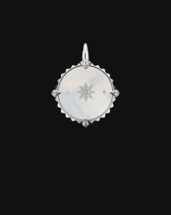 Chains, Charms & Accessories^Paspaley Cancer Coin Charm | Mother of Pearl, Diamonds, and White Gold WhiteGold