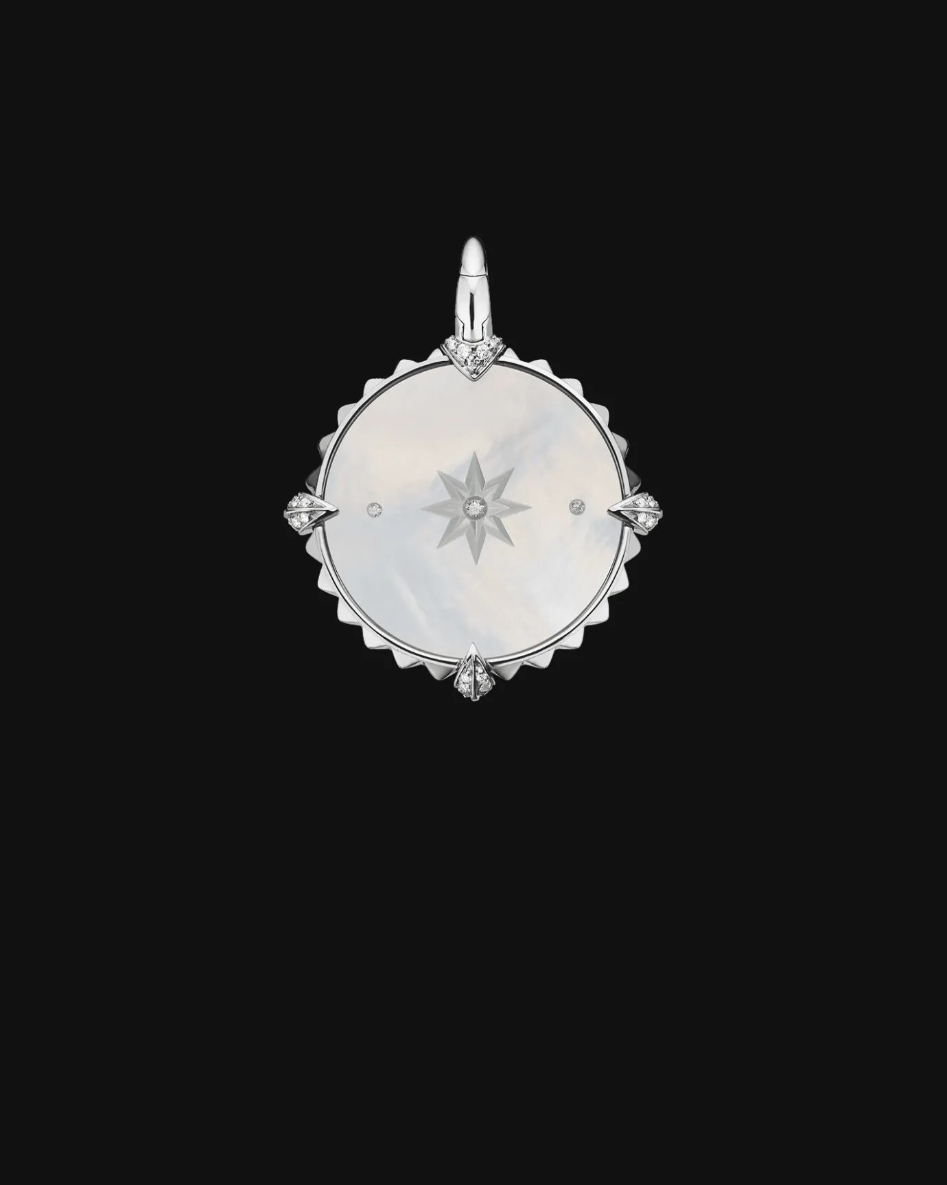 Chains, Charms & Accessories^Paspaley Cancer Coin Charm | Mother of Pearl, Diamonds, and White Gold WhiteGold