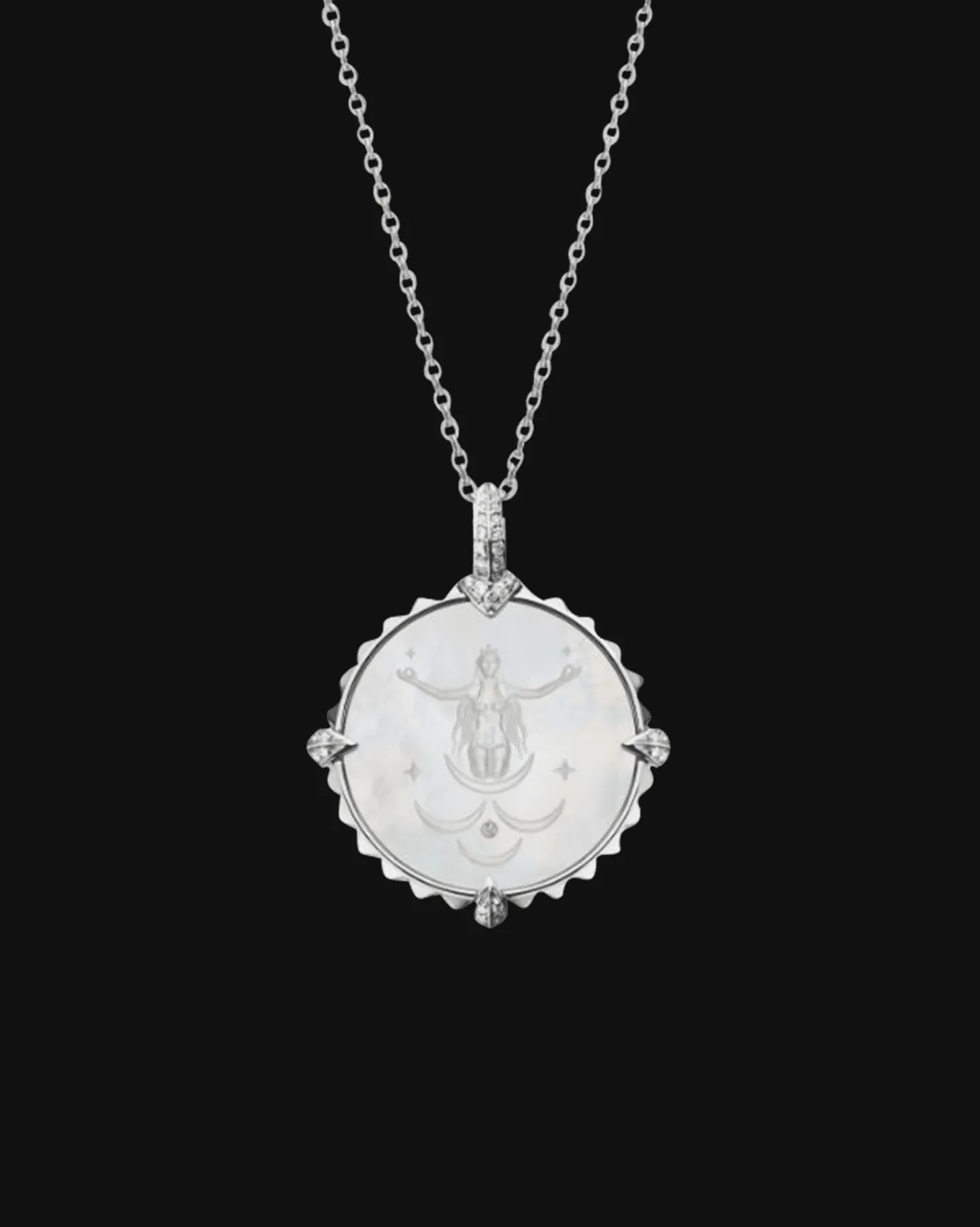 Chains, Charms & Accessories^Paspaley Cancer Coin Charm | Mother of Pearl, Diamonds, and White Gold WhiteGold