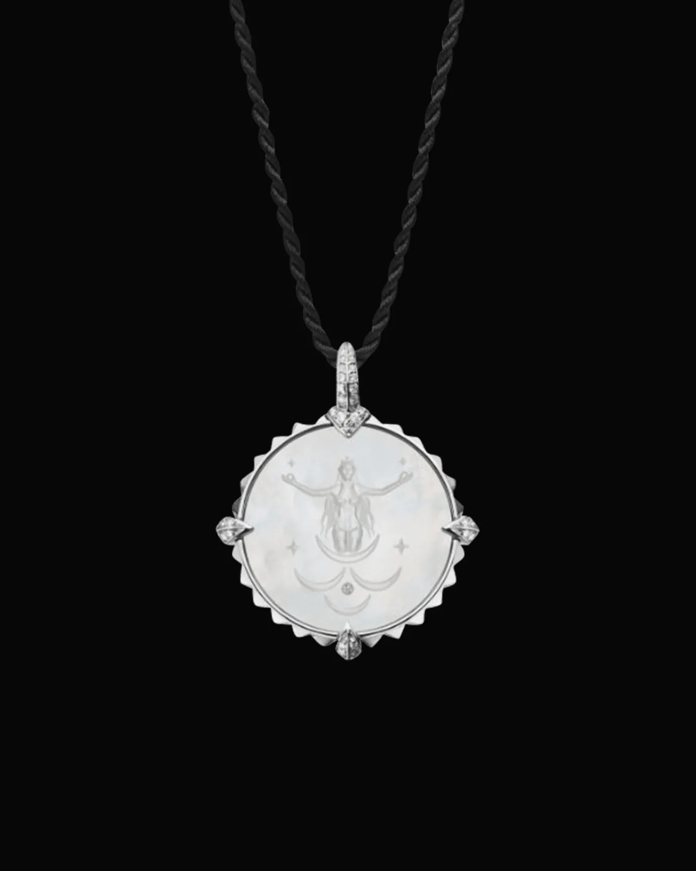Chains, Charms & Accessories^Paspaley Cancer Coin Charm | Mother of Pearl, Diamonds, and White Gold WhiteGold
