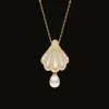 Necklaces & Pendants^Paspaley Clam Shell Diamond Pearl Pendant | Mother of Pearl, 6mm Keshi Pearl, Diamonds, and Yellow Gold YellowGold
