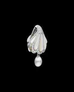Necklaces & Pendants^Paspaley Clam Shell Diamond Pearl Pendant | Mother of Pearl, 6mm Keshi Pearl, Diamonds, and White Gold WhiteGold