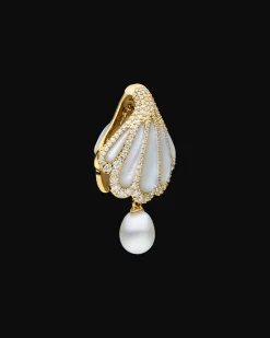 Necklaces & Pendants^Paspaley Clam Shell Diamond Pearl Pendant | Mother of Pearl, 6mm Keshi Pearl, Diamonds, and Yellow Gold YellowGold