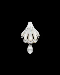 Necklaces & Pendants^Paspaley Clam Shell Diamond Pearl Pendant | Mother of Pearl, 6mm Keshi Pearl, Diamonds, and White Gold WhiteGold