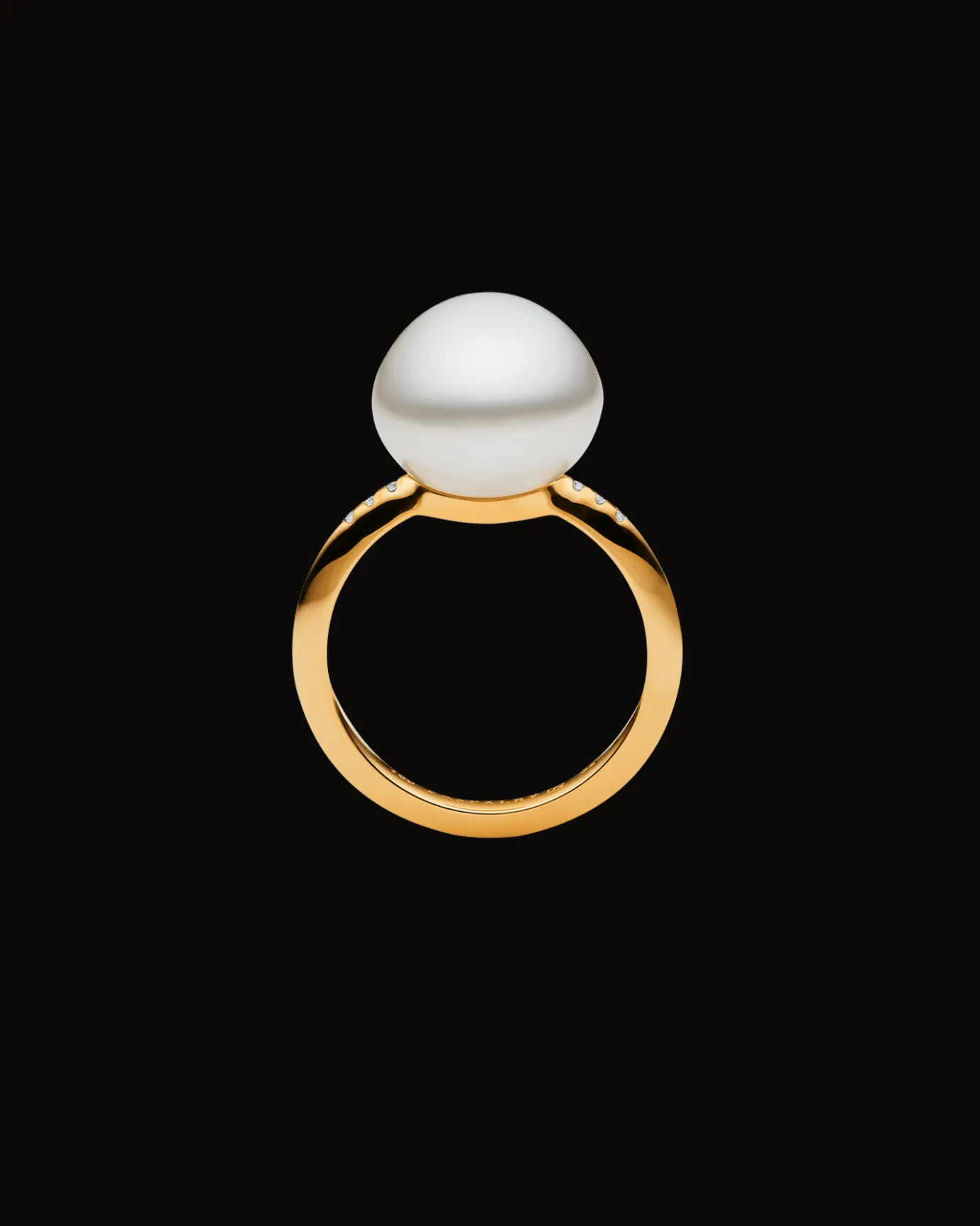 Rings^Paspaley Classic Pearl Ring | 11mm Button Pearl, Diamonds, and Yellow Gold YellowGold