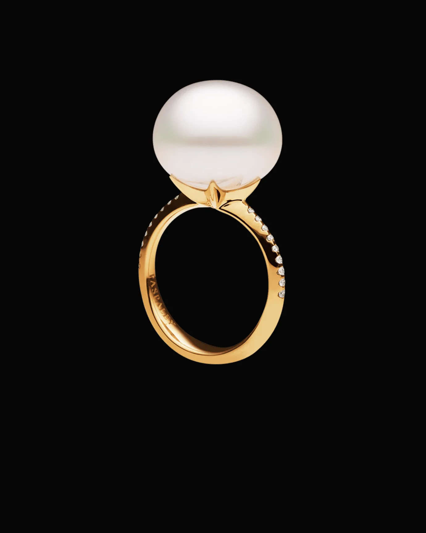 Rings^Paspaley Classic Pearl Ring | 14mm Button Pearl, Diamonds, and Yellow Gold YellowGold