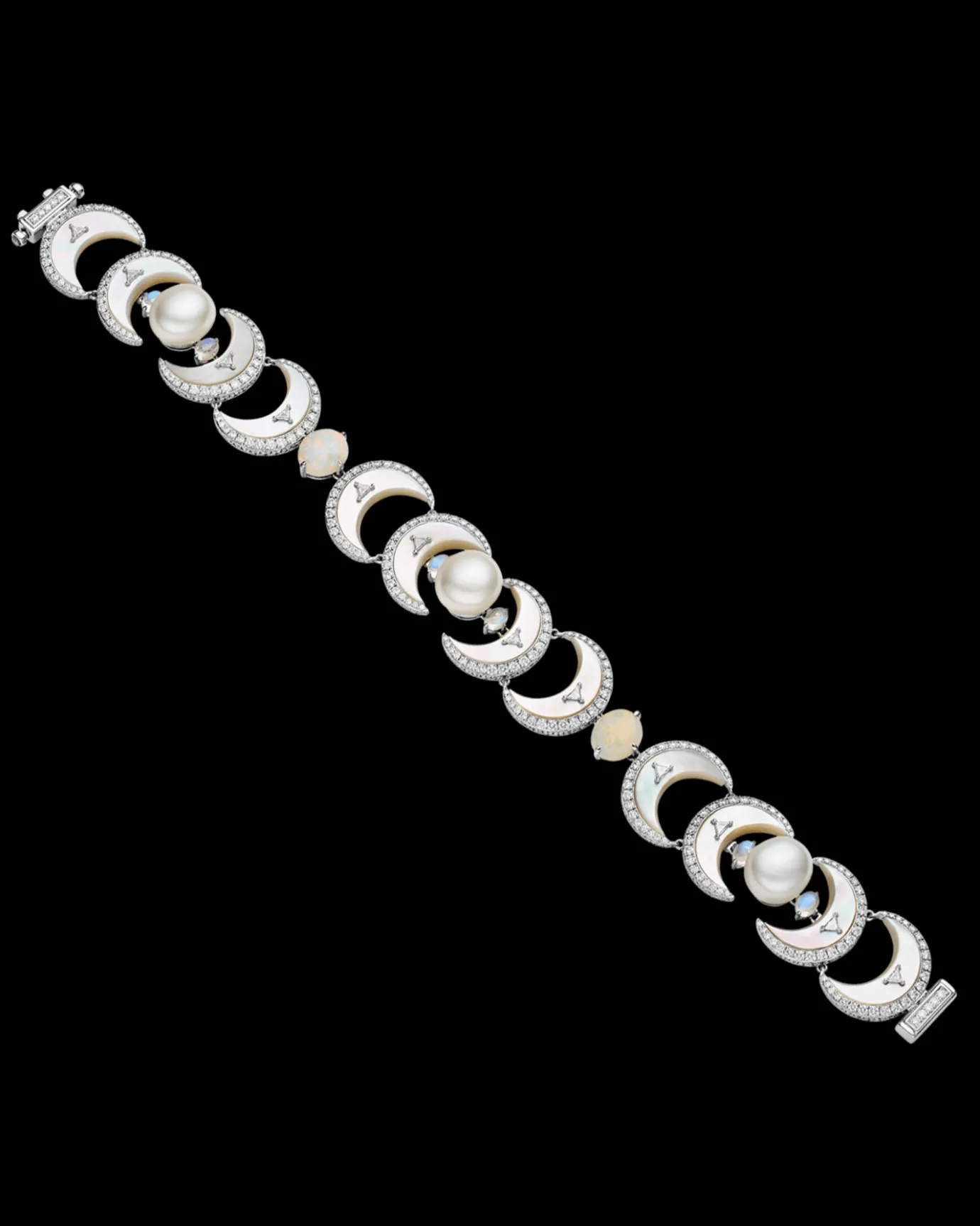 Bracelets^Paspaley Crescent Moon Pearl Bracelet | 9mm Keshi Pearls, White Opals, and White Gold WhiteGold