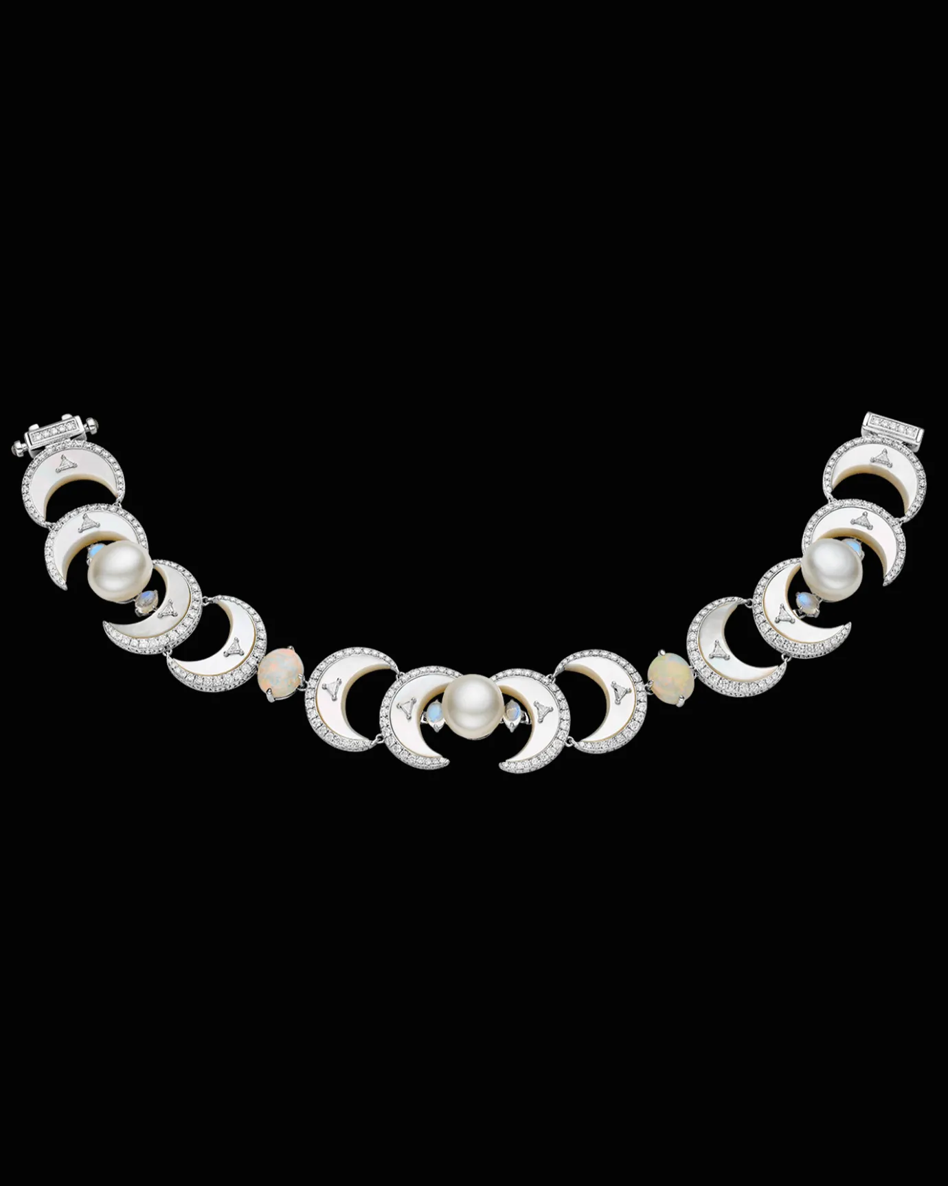Bracelets^Paspaley Crescent Moon Pearl Bracelet | 9mm Keshi Pearls, White Opals, and White Gold WhiteGold