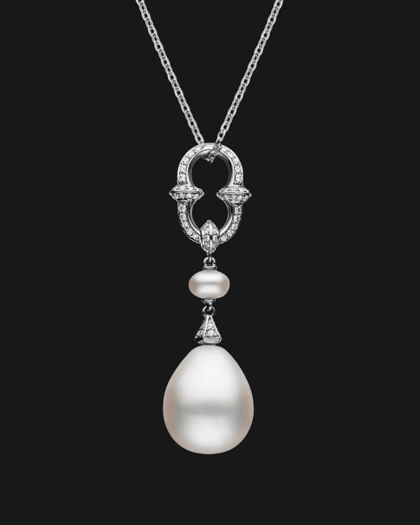 Necklaces & Pendants^Paspaley Diamond Anchor Link Pearl Pendant | 15-16mm Drop Pearl, Diamond, and White Gold WhiteGold