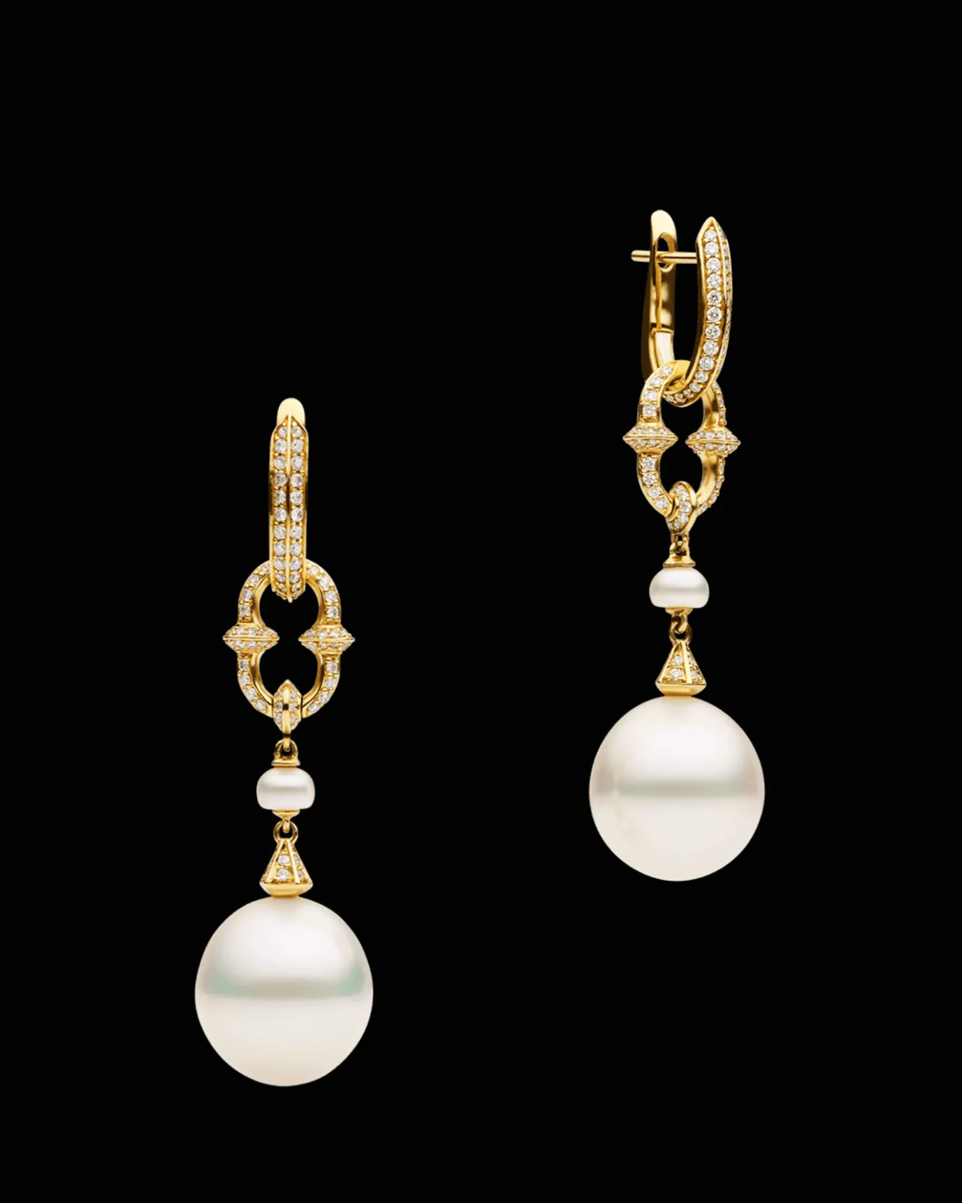 Chains, Charms & Accessories | Earrings & Studs^Paspaley Diamond Anchor Link Pearl Earring Enhancers | 13mm Drop Pearls, Diamond, and Yellow Gold YellowGold