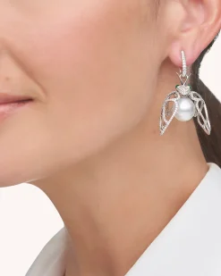 Earrings & Studs^Paspaley Diamond Cicada Pearl Earrings | 13mm Oval Pearls, Diamonds, and White Gold WhiteGold