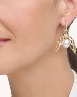 Earrings & Studs^Paspaley Diamond Cicada Pearl Earrings | 13mm Oval Pearls, Diamonds, and Yellow Gold YellowGold
