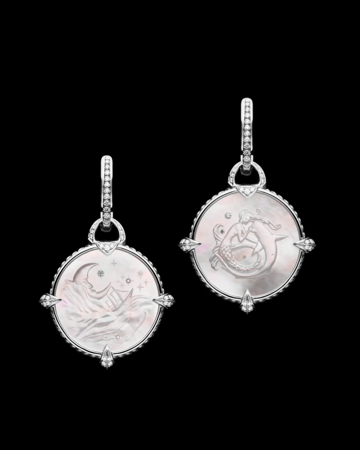Earrings & Studs^Paspaley Diamond Coin Charm Earrings | Mother of Pearl, Diamonds, and White Gold WhiteGold