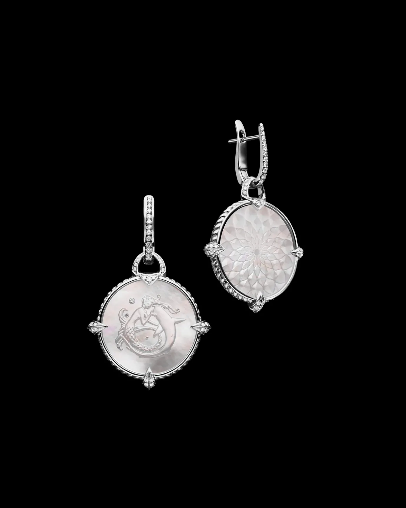 Earrings & Studs^Paspaley Diamond Coin Charm Earrings | Mother of Pearl, Diamonds, and White Gold WhiteGold
