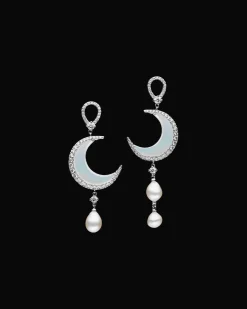 Earrings & Studs^Paspaley Diamond Crescent Moon and Keshi Stud Earrings | 8mm Keshi Pearls, Mother Of Pearl, Diamonds, and White Gold