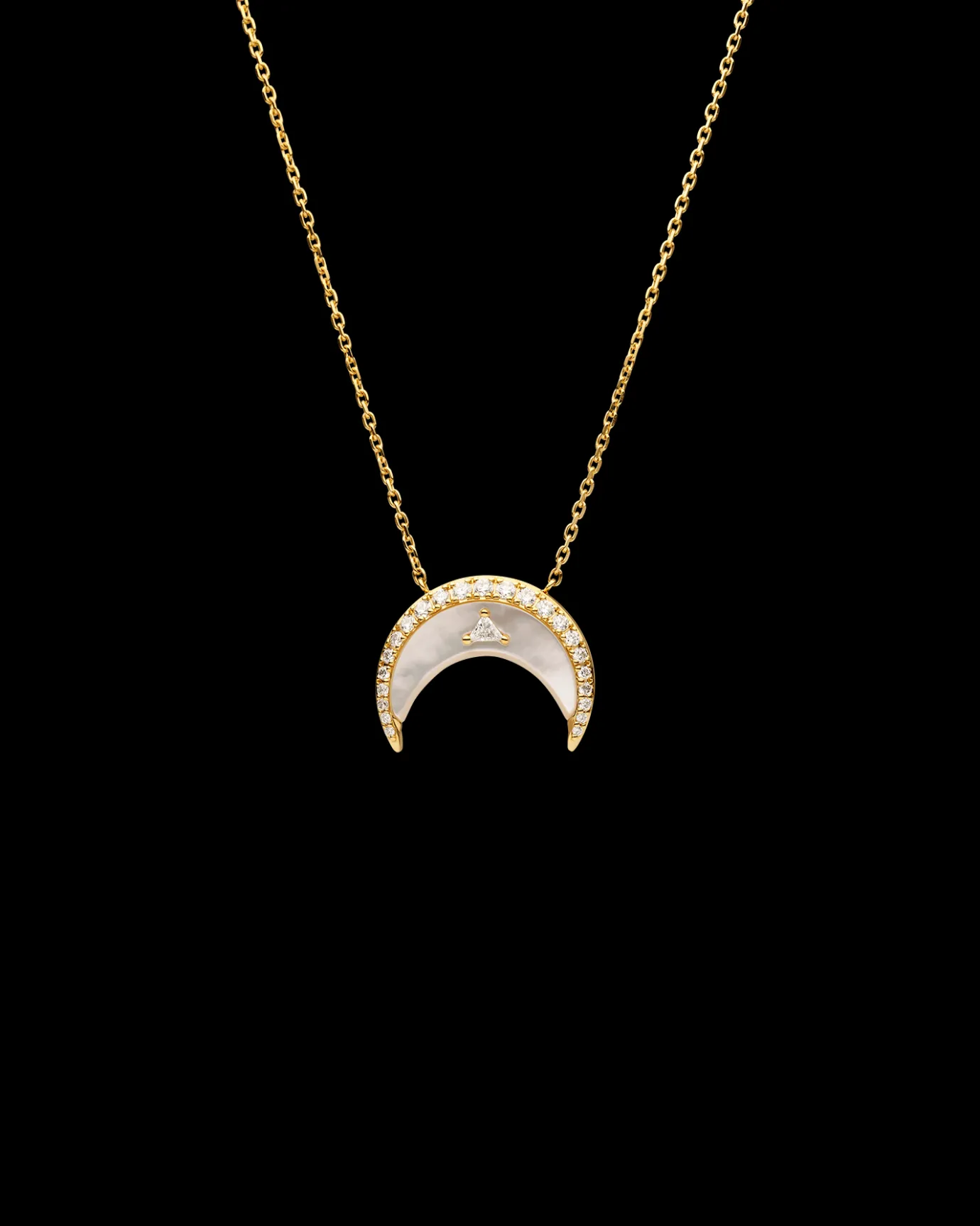 Necklaces & Pendants^Paspaley Diamond Crescent Moon Necklace | Mother of Pearl, Diamonds, and Yellow Gold YellowGold