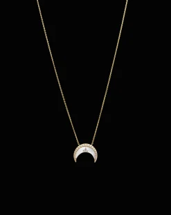 Necklaces & Pendants^Paspaley Diamond Crescent Moon Necklace | Mother of Pearl, Diamonds, and Yellow Gold YellowGold