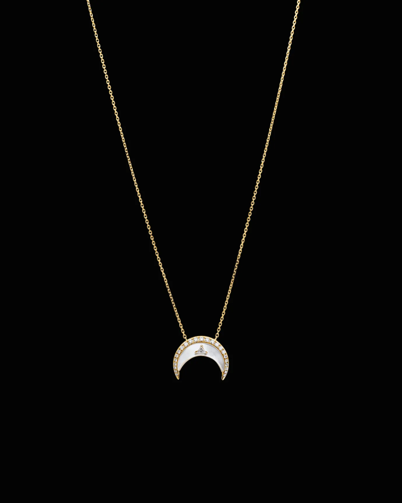Necklaces & Pendants^Paspaley Diamond Crescent Moon Necklace | Mother of Pearl, Diamonds, and Yellow Gold YellowGold