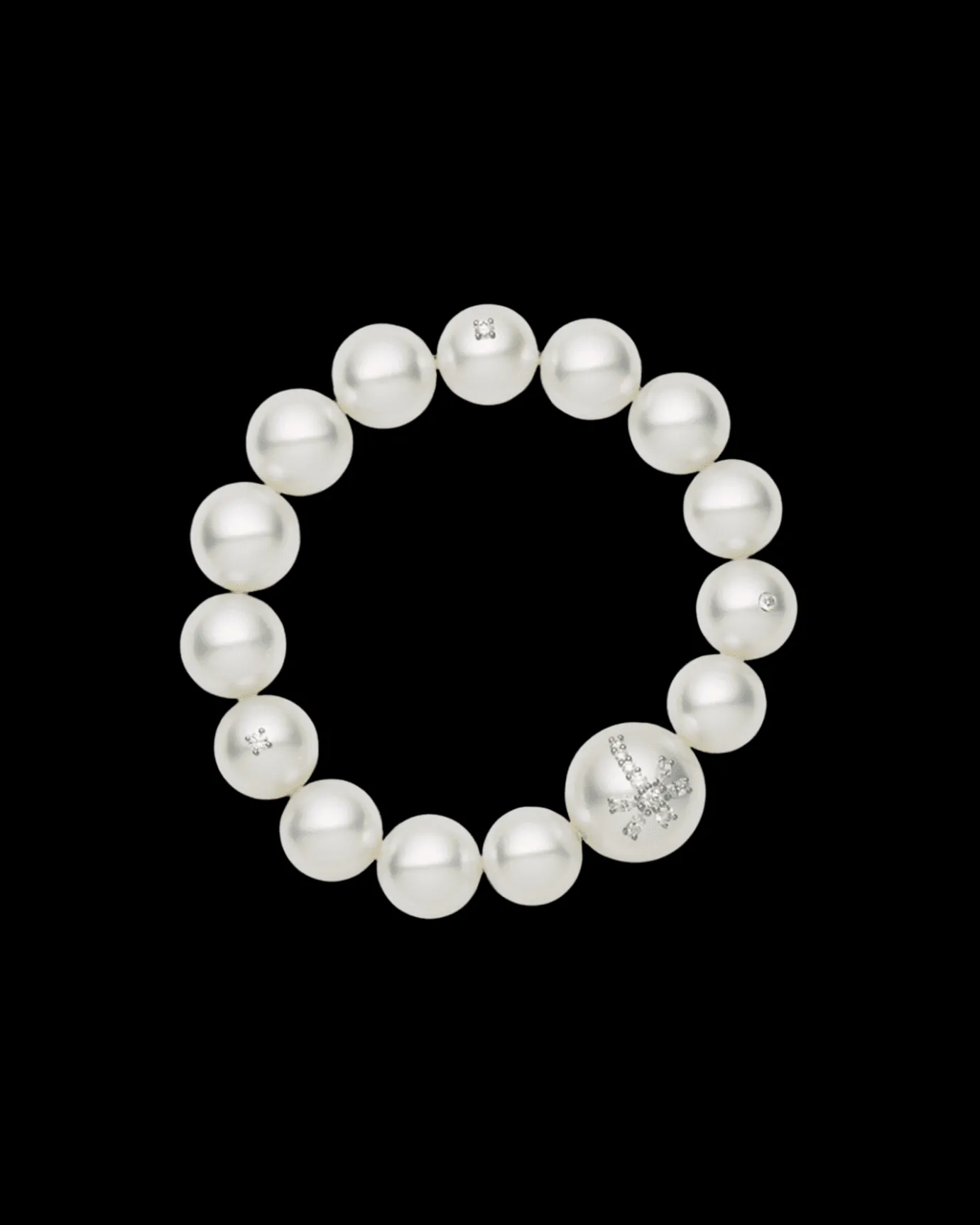 Strand Necklaces & Bracelets | Bracelets^Paspaley Diamond Dragonfly Pearl Bracelet | 12-17mm Round Pearls and Diamonds Platinum