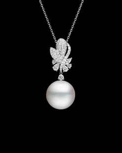 Necklaces & Pendants^Paspaley Diamond Dragonfly Pearl Necklace | 16mm Round Pearl, Diamonds, and White Gold
