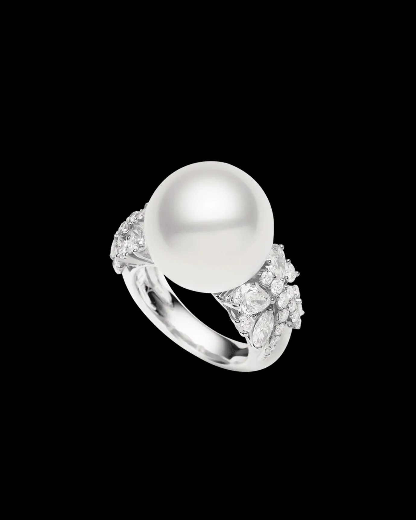 Rings^Paspaley Diamond Dragonfly Pearl Ring | 15mm Round Pearl, Diamonds, and Platinum