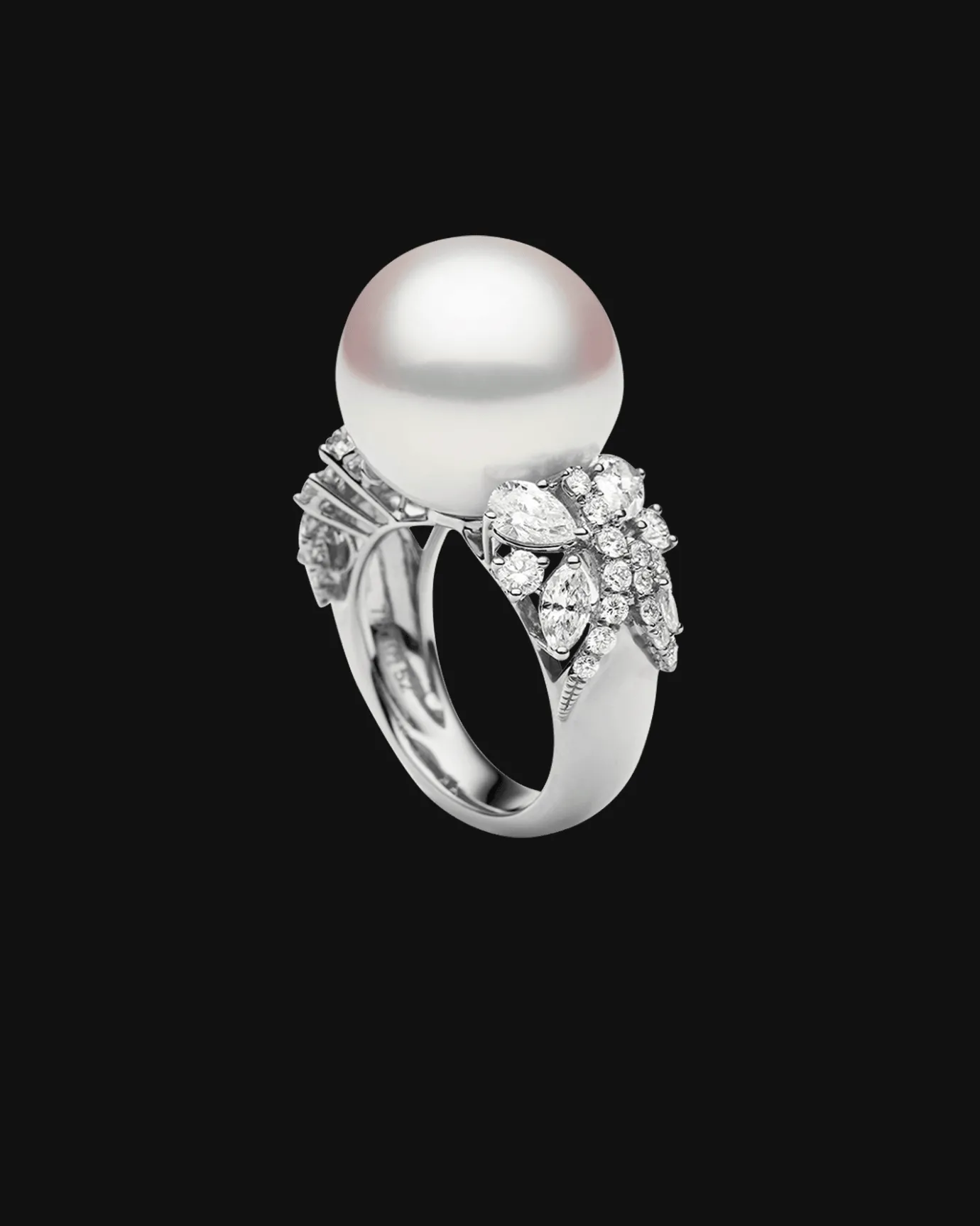 Rings^Paspaley Diamond Dragonfly Pearl Ring | 15mm Round Pearl, Diamonds, and Platinum