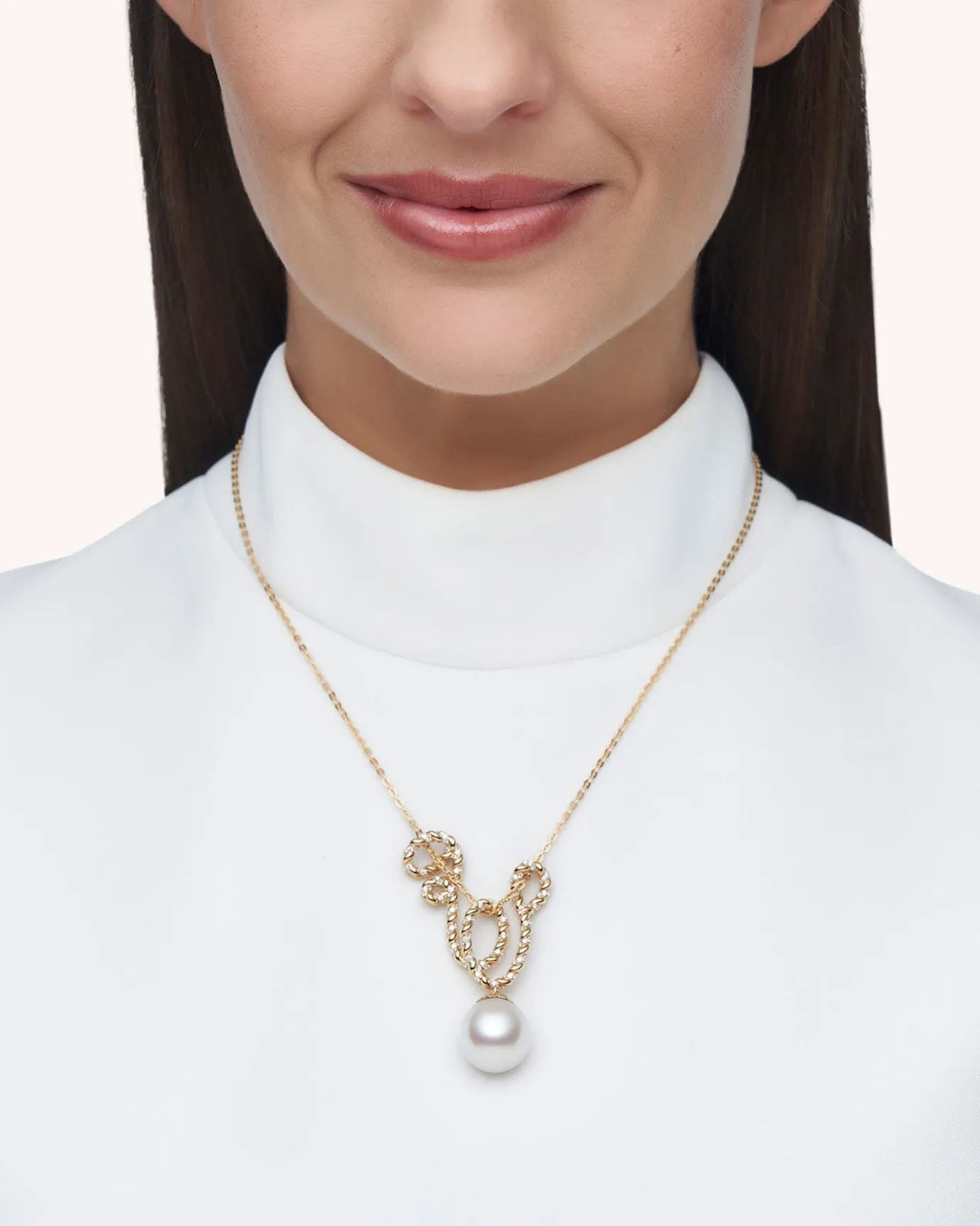 Necklaces & Pendants^Paspaley Diamond Entwined Rope Pearl Pendant | 16mm Oval Pearl, Diamonds, and Yellow Gold YellowGold