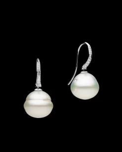Earrings & Studs^Paspaley Diamond Keel Edge Pearl Earrings | 13mm Circle Pearls, Diamonds, and White Gold WhiteGold