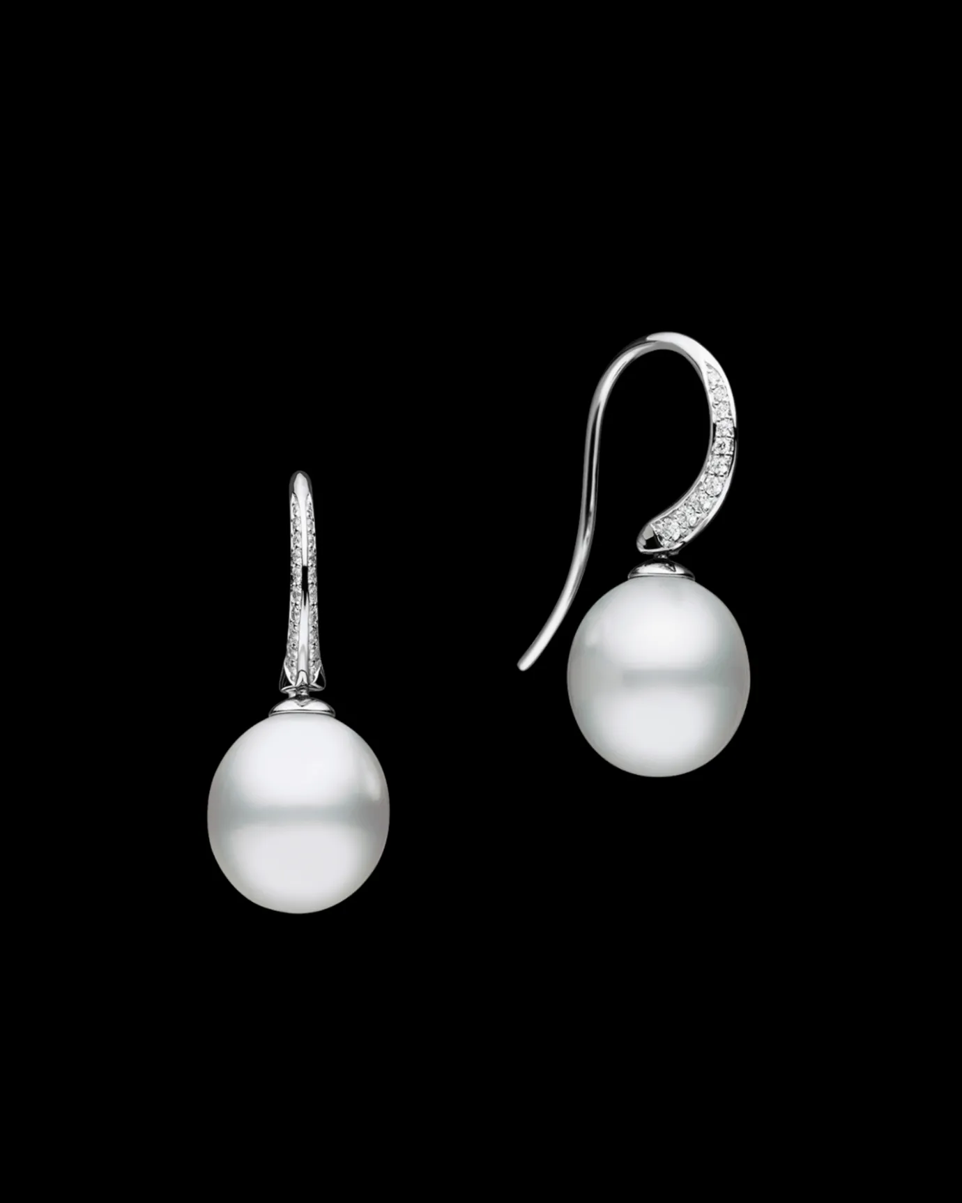 Earrings & Studs^Paspaley Diamond Keel Edge Pearl Earrings | 11mm Oval Pearls, Diamonds, and White Gold WhiteGold