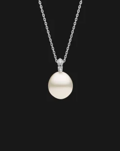 Necklaces & Pendants^Paspaley Diamond Keel Edge Pearl Pendant | 12mm Oval Pearl, Diamonds, and White Gold WhiteGold
