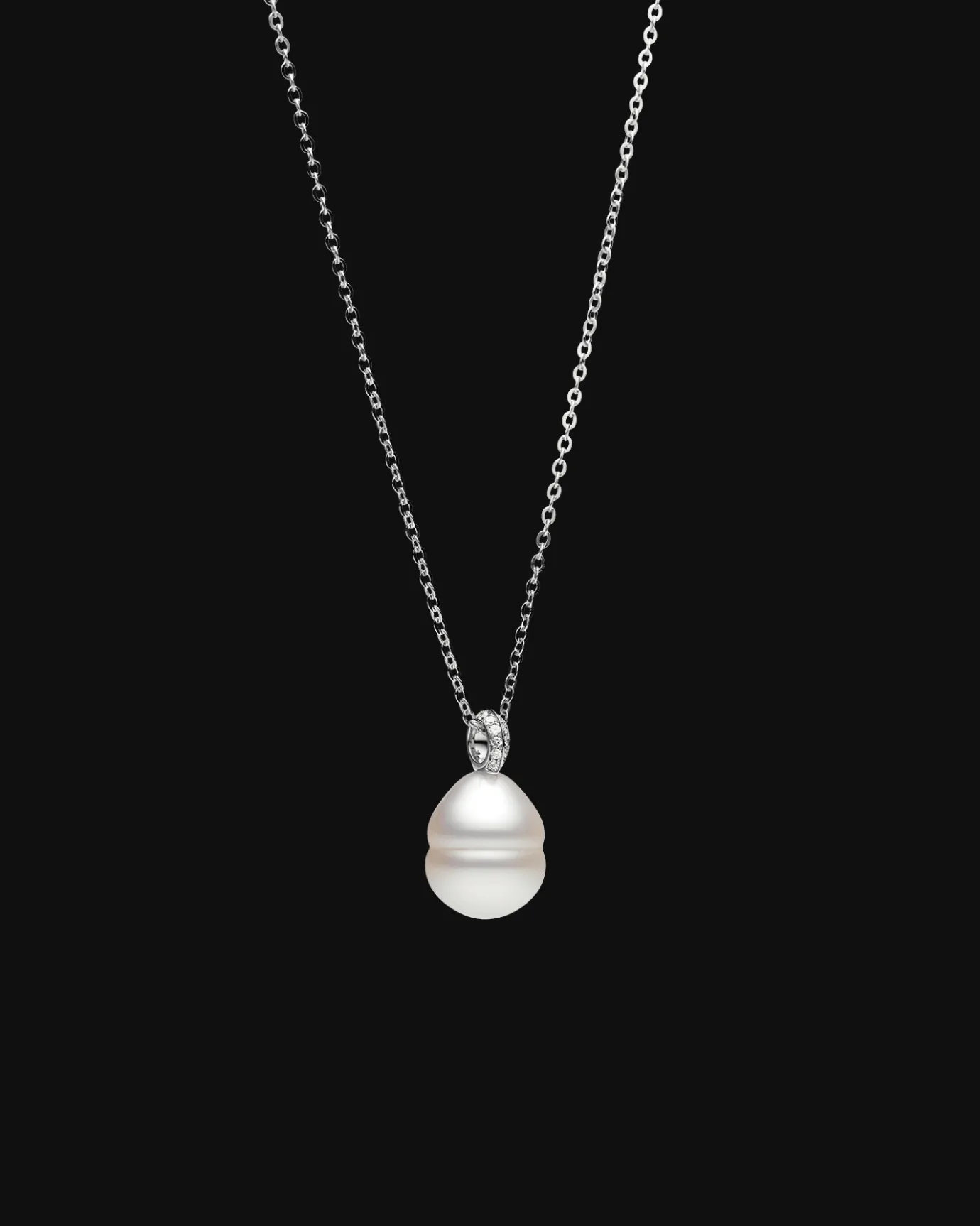 Necklaces & Pendants^Paspaley Diamond Keel Edge Pearl Pendant | 12mm Circle Pearl, Diamonds, and White Gold WhiteGold
