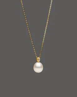 Necklaces & Pendants^Paspaley Diamond Keel Edge Pearl Pendant | 12mm Oval Pearl, Diamonds, and Yellow Gold YellowGold