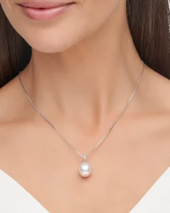Necklaces & Pendants^Paspaley Diamond Keel Edge Pearl Pendant | 12mm Oval Pearl, Diamonds, and White Gold WhiteGold
