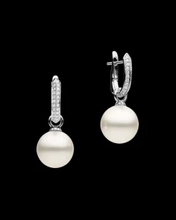 Earrings & Studs^Paspaley Diamond Keel Edge Pearls My Way Earrings | 12mm Round Pearls, Diamonds, and White Gold WhiteGold
