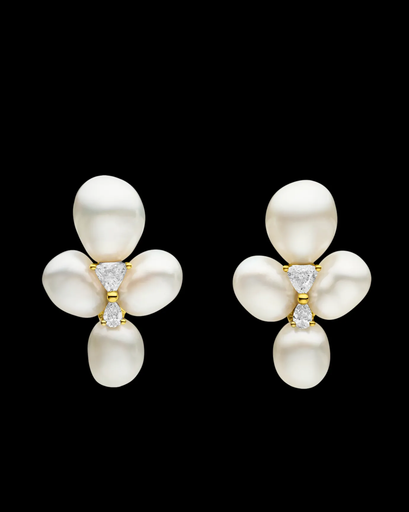 Earrings & Studs^Paspaley Diamond Keshi Cluster Stud Earrings | 7-9mm Keshi Pearls, Diamonds, and Yellow Gold YellowGold